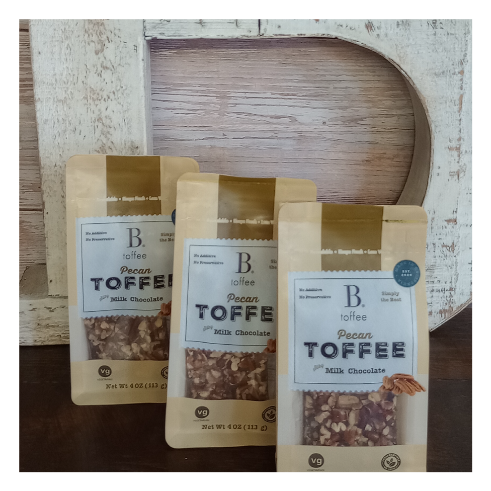 B. Toffee & Treats - Vente Chocolat - B. Toffee 4oz Chocolat au lait dans un sac imprimé B. Toffee2