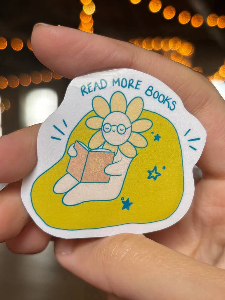 Read More Books Sticker | Cute Bookworm Library Vinyl Decal for wholesale by UNFOLDZinesandArt