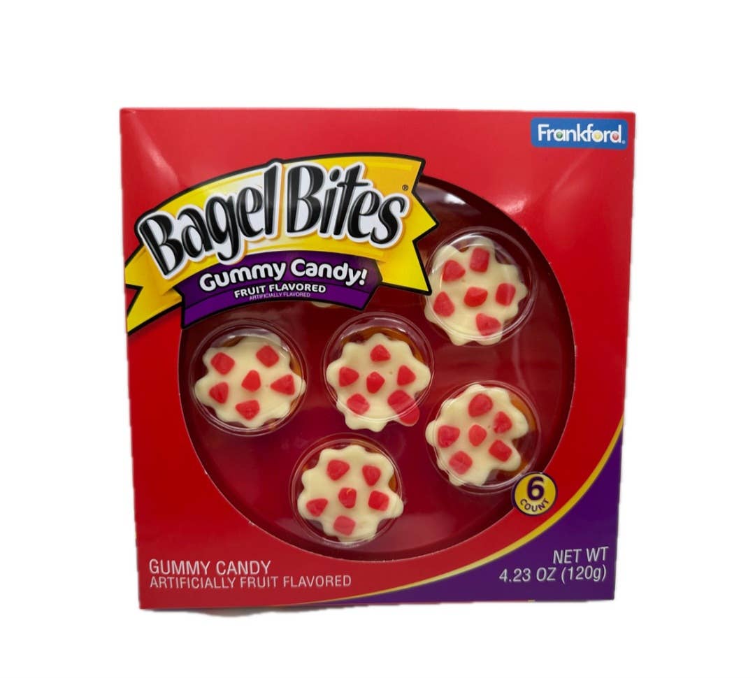 Majestic Wholesale – Gomas por atacado – Bagel Bites Gomas, Caixa de 120g, 24 unidades1