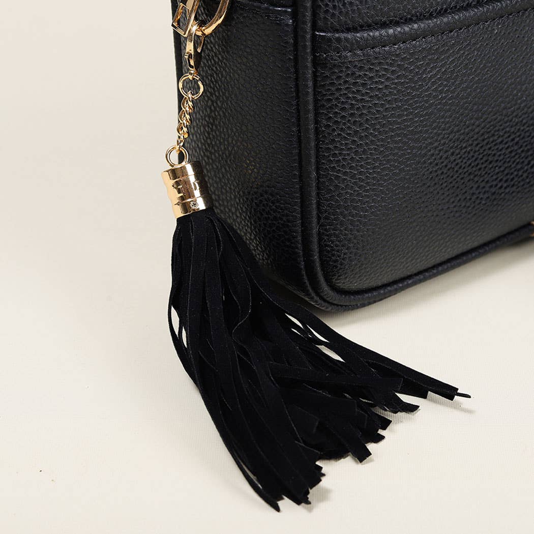 Fashion City - Wholesale Crossbody Bag - Women's - Dark PU Rectangular Crossbody with Tassel12