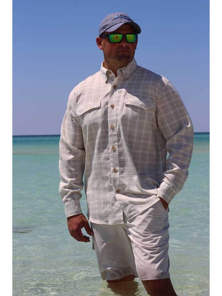 Mojo Sportswear Company - Wholesale Buttoned-down shirt – Men's - Coastal Plaid Long Sleeve5