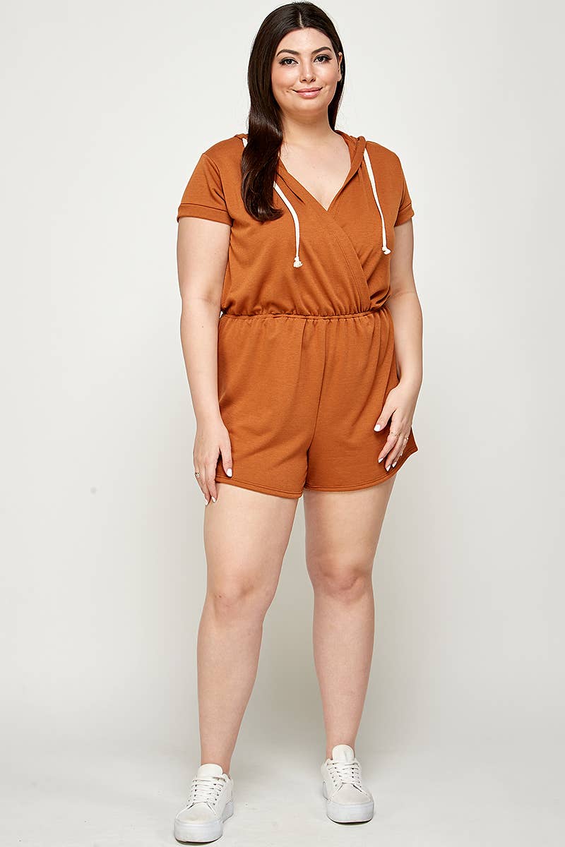 Haute Fox Plus Size & Contemporary - Wholesale Romper - Women's - Plus Size Hoodie Romper French Terry - KY17816-RP3