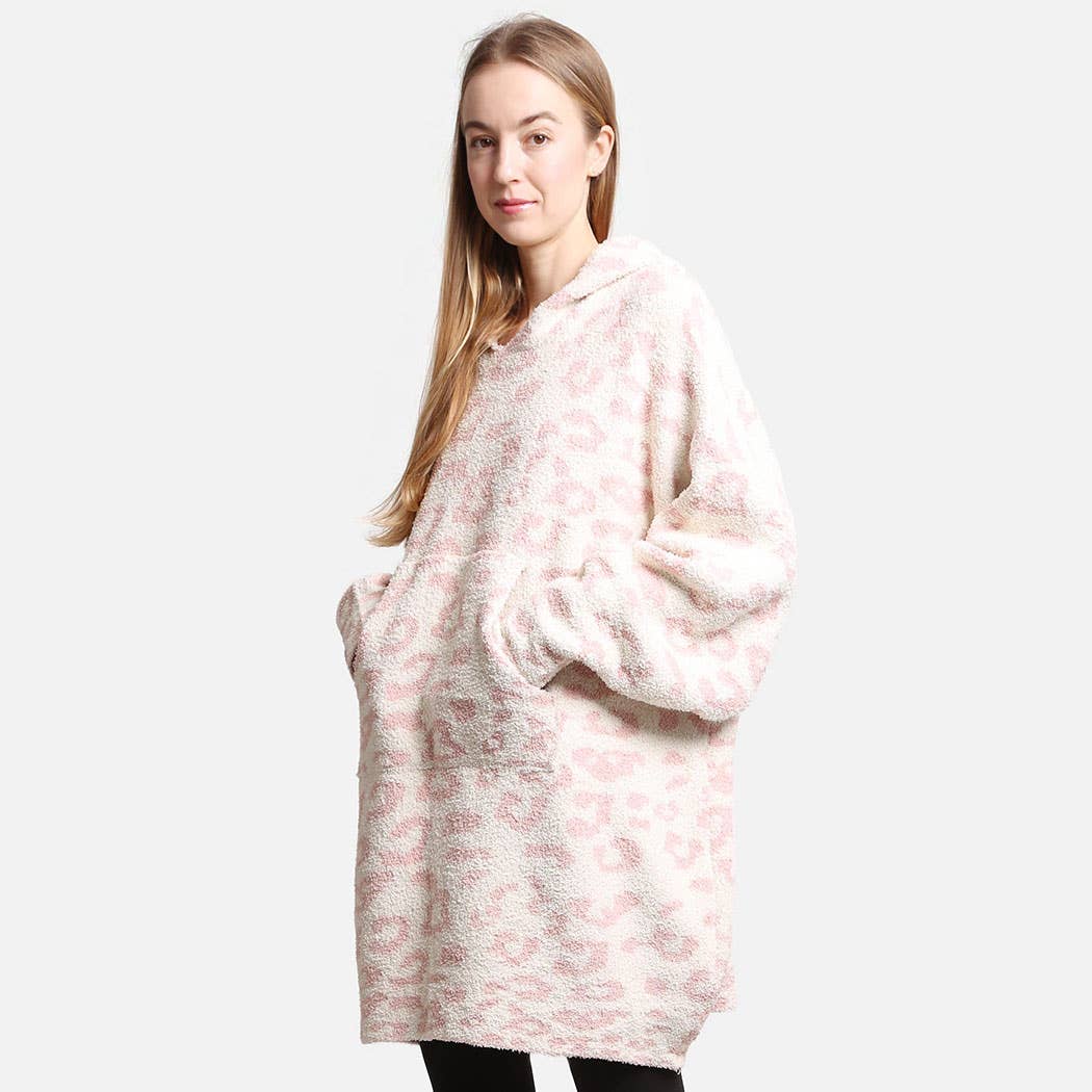 Fashion City - Wholesale Hoodie - Women's - Leopard Print Soft Hooded Snuggie w Pocket11