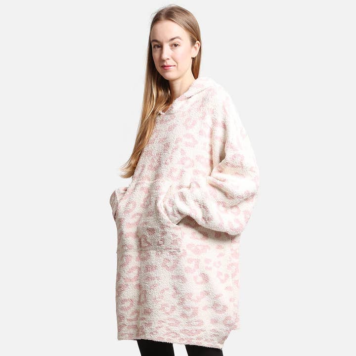 Fashion City - Wholesale Hoodie - Women's - Leopard Print Soft Hooded Snuggie w Pocket11