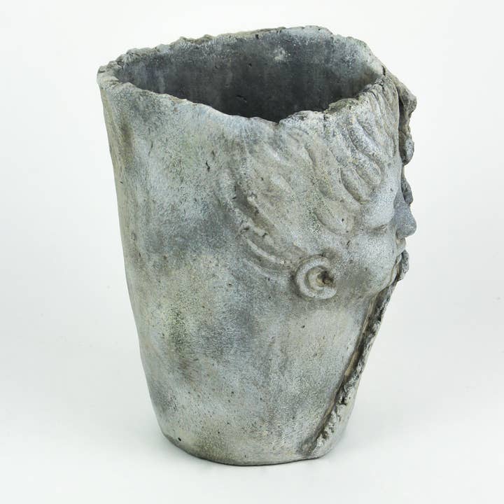 Zeckos - Wholesale Plant Pot - Enchanting Concrete Leaf-Wrapped Child's Face Planter/Vase2