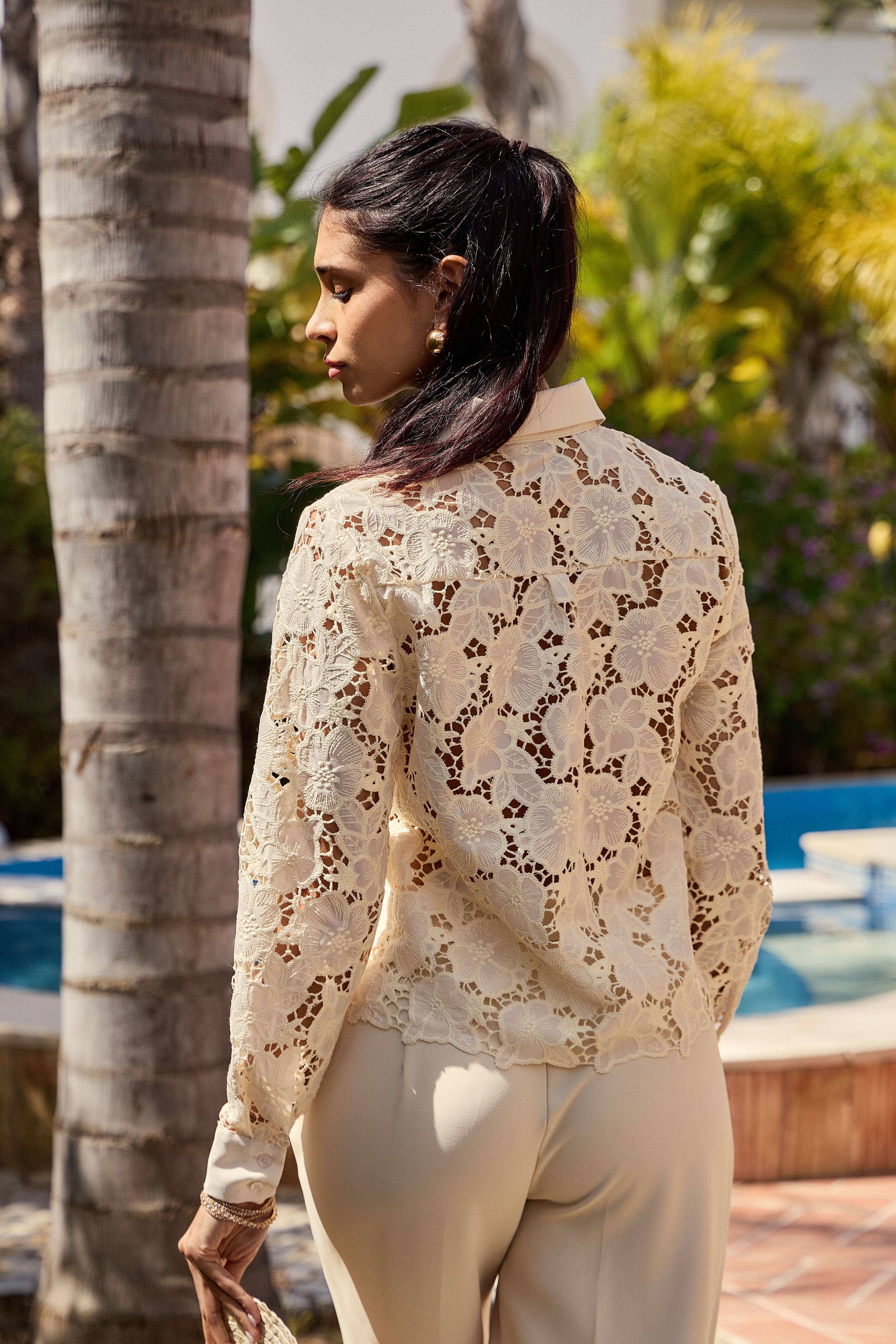 LULUMARY - Vente Chemise à col boutonné – femme - Chemise en dentelle CH36213