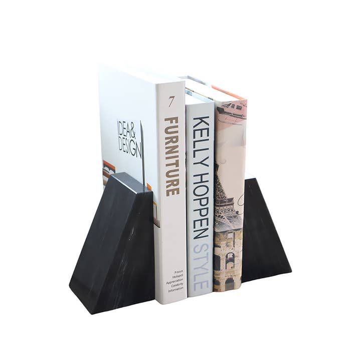 Fox Run Brands - Wholesale Bookend - Fox Run Black Marble Decorative Bookends, Set of 2, 3" x 5"