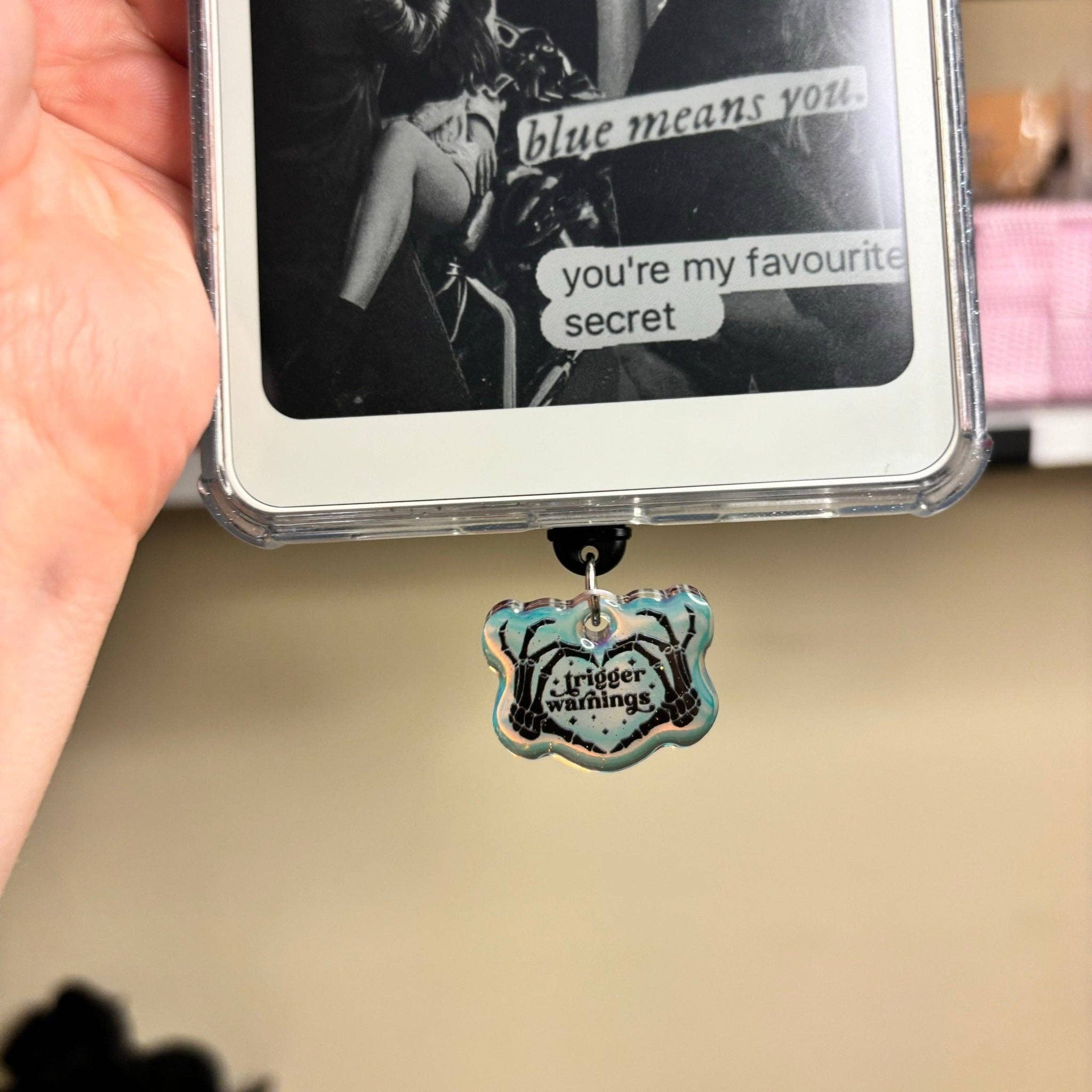 Awfullynerdy.co - Wholesale Individual Charm/Pendant - Trigger Warnings Smut Holographic Sparkle USB-C Dust Plug Kindle Charm2