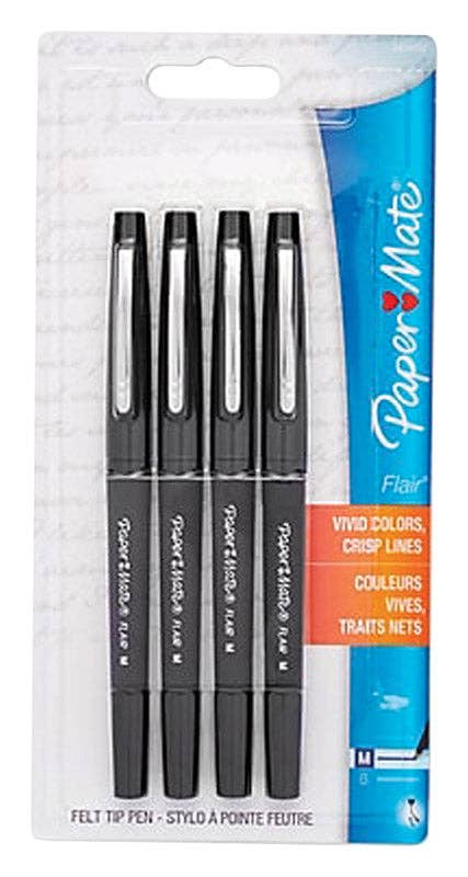 Everyday Supply Co - Wholesale Pen - PAPER MATE - Paper Mate Flair Black Felt Tip Pen 4 pk0