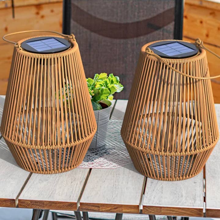 BRECK + FOX - Wholesale Outdoor/Lawn Light - Solar Rattan Lantern