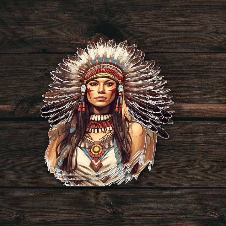Native Sticker | Tribal Girl Design | Vinyl Decal for wholesale by PiggyPrintStickers