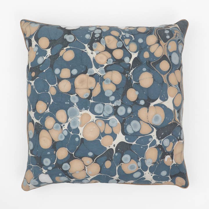 FUNDA DE COJÍN DE ALGODÓN JASPEADO - AZUL GUIJARRO Y OCRE para venta al por mayor de Craft Boat