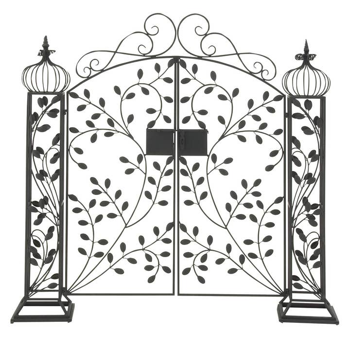 Import Corner - Wholesale Outdoor ornament/decor - A-29085: BLACK METAL INDOOR OUTDOOR SCROLLWORK ARCHED GATE G