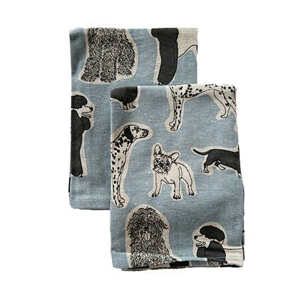 Raine & Humble - Wholesale Dinner & Cloth Napkin - Napkins Set of 4 - Dog Print - Blue Haze1
