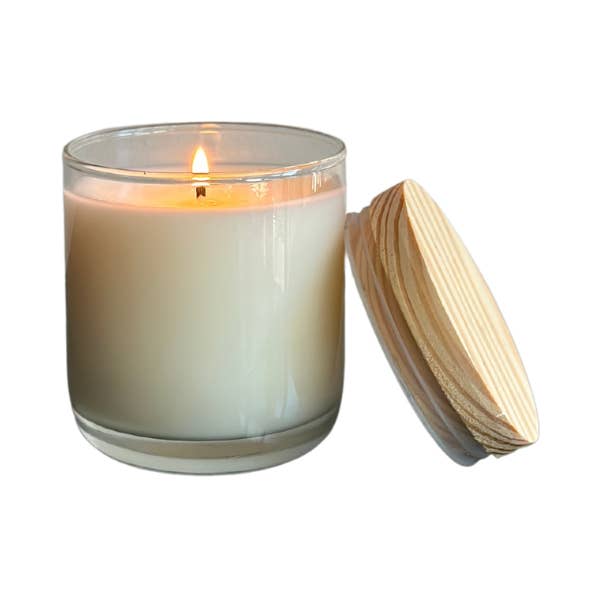 Blank Soy Candles | Custom Clear 8 oz. | Natural Pine Lid for wholesale by The Rustic House