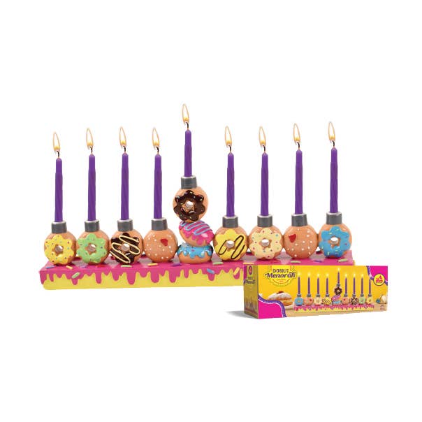 Ner Mitzvah - Wholesale Menorah - Hand Painted Menorah - Donuts0