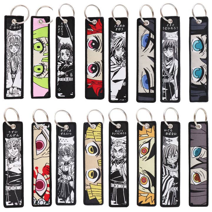 Demon Slayer Woven Label Fabrics keychain bag pendant for wholesale by Little Trendy