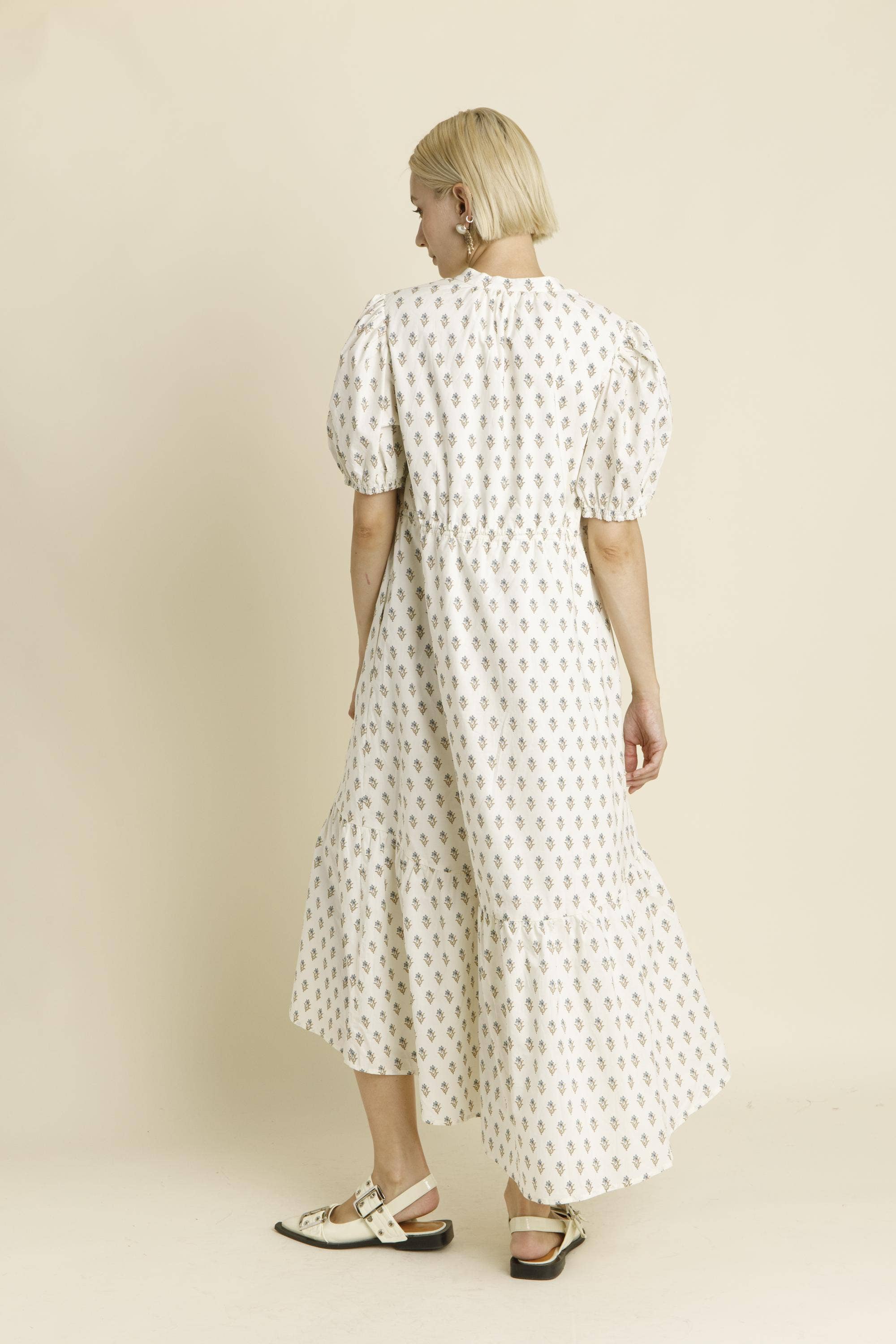 Aureum - Wholesale Dress - Women's - AD1949 - FLORAL MIDI DRESS W/ TIES6