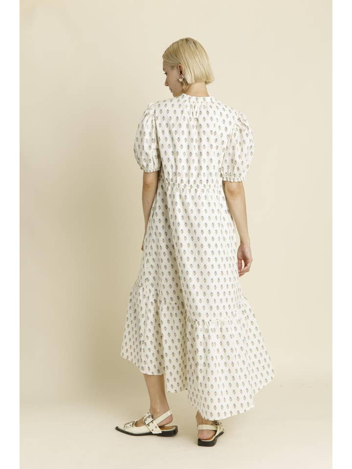 Aureum - Wholesale Dress - Women's - AD1949 - FLORAL MIDI DRESS W/ TIES6