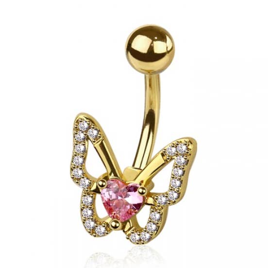 316L SURGICAL STEEL MULTI CZ BUTTERFLY BELLY BUTTON RING for wholesale by CRAVE