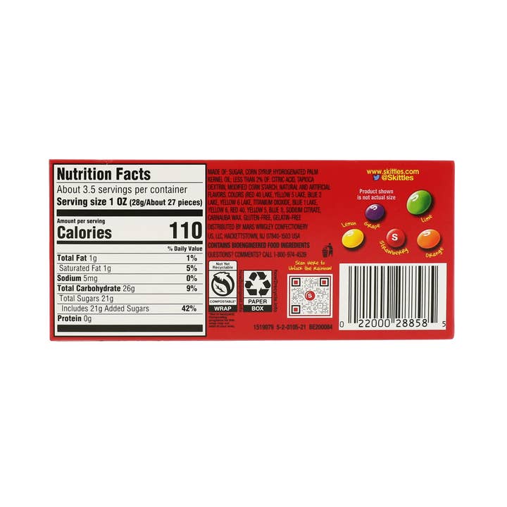 Kelli's - Wholesale Hard Candy - Theater Box Candy - Skittles Original1