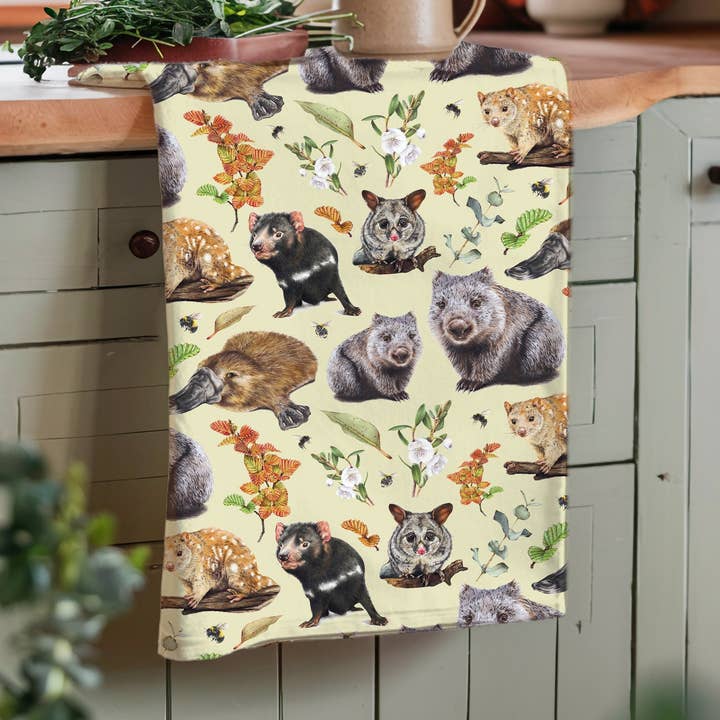 Tasmaanse wilde dieren - Theedoek voor wholesale door Hayley Wilson