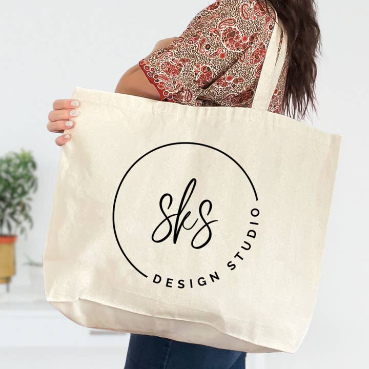 CUSTOM LOGO | Jumbo Canvas Tote Bag for wholesale by SKS Design Studio