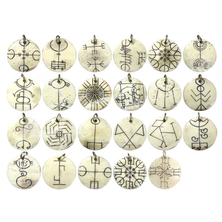Oceanic Linkways Inc - Wholesale Individual Charm/Pendant - PENDANT - BONE NORSE RUNE (SET OF 23) 1.25"DIA (SET OF 23)