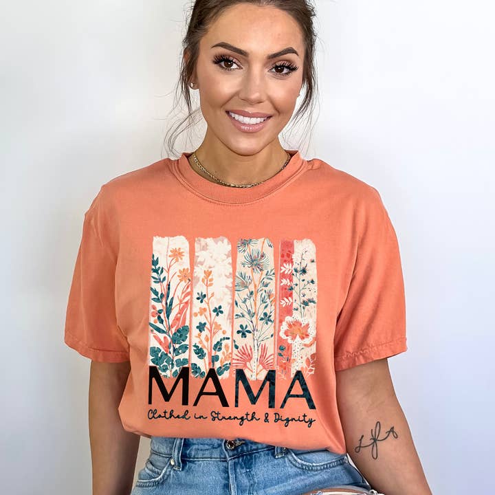 Scripted Pearl - Wholesale Screen Printed T-Shirt - Women's - Proverbs 31 Mama Comfort Color Christian Mother's Day Tshirt