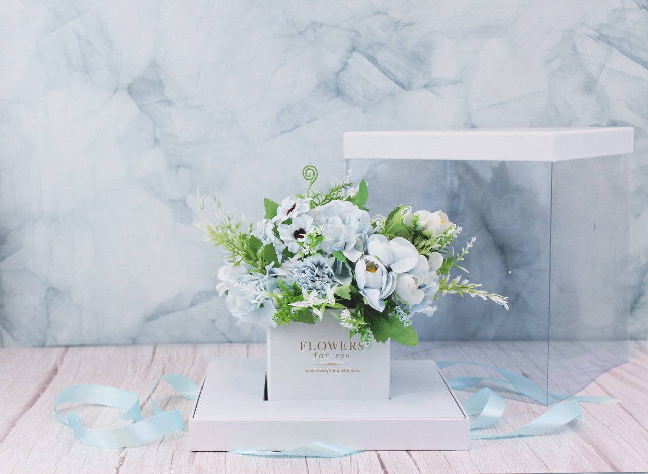 Elegant Design Supply - Wholesale Gift Box - Square Clear Transparent PVC Flower Box with Lid and Base12