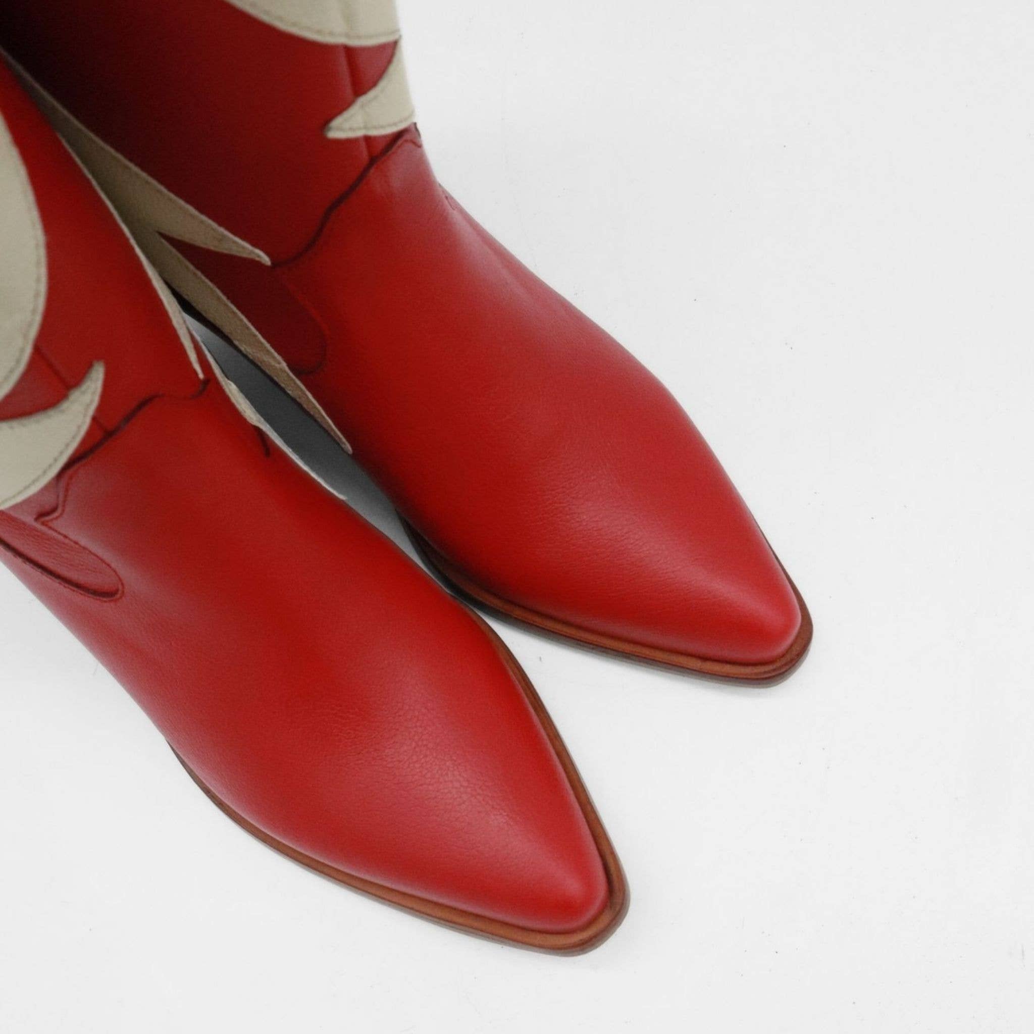Idol Western Cowboy Women's Boots in Red Leather for wholesale on Faire7