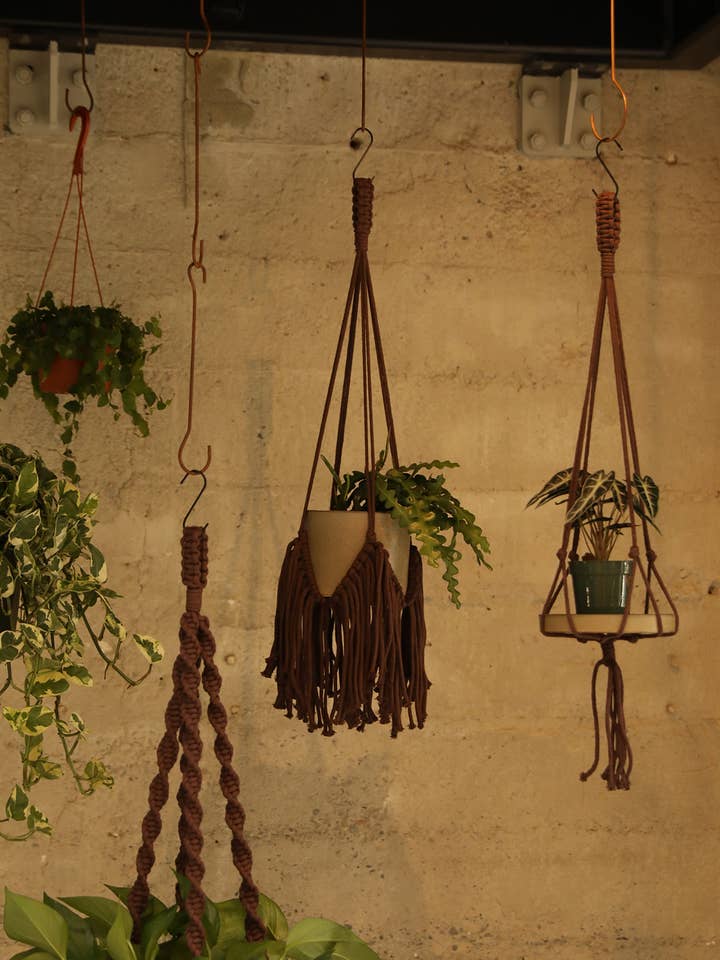 Fringed Plant Hanger - Dark Brown for wholesale by Soul of the Party