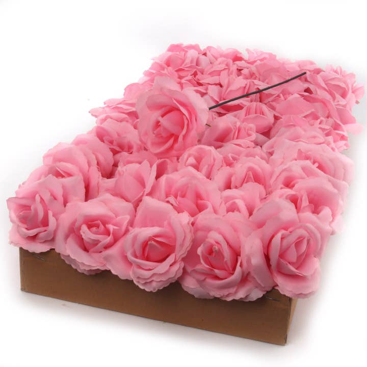 Larksilk - Wholesale Artificial flowers - Pink Silk Rose Picks | 50 Pack - 8" X 3" - 2 Box4