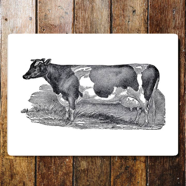 Plaque métallique carrée en forme de vache noire et blanche pour la vente par The British Metal Signs Company