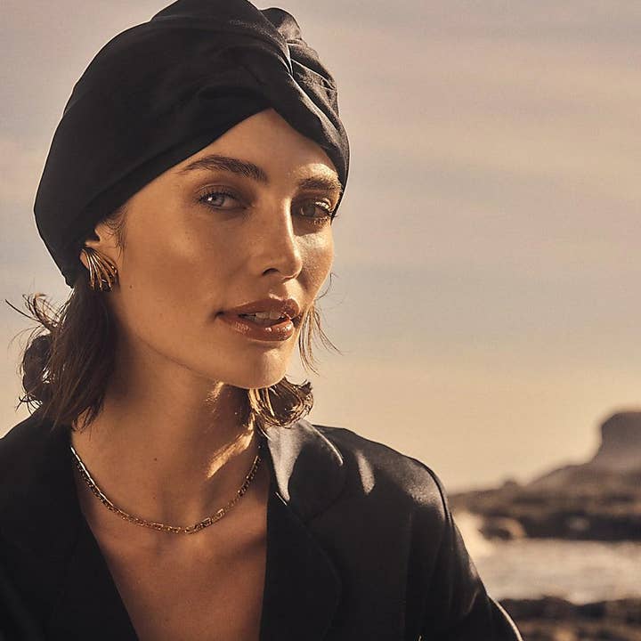 Pure Silk Luxury Turban - Majestic Black and other Purchase Wholesale designer bonnets. Free Returns & Net 60 Terms on Faire trending on Faire.