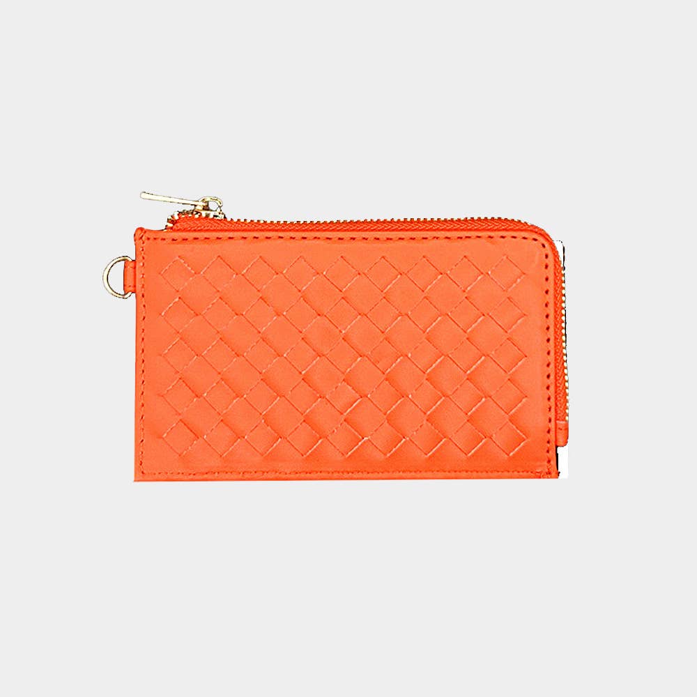 Sensibling Corp. - Wholesale Wristlet - Faux Leather Basket Weave Flat Card Holder Wallet Wristlet22