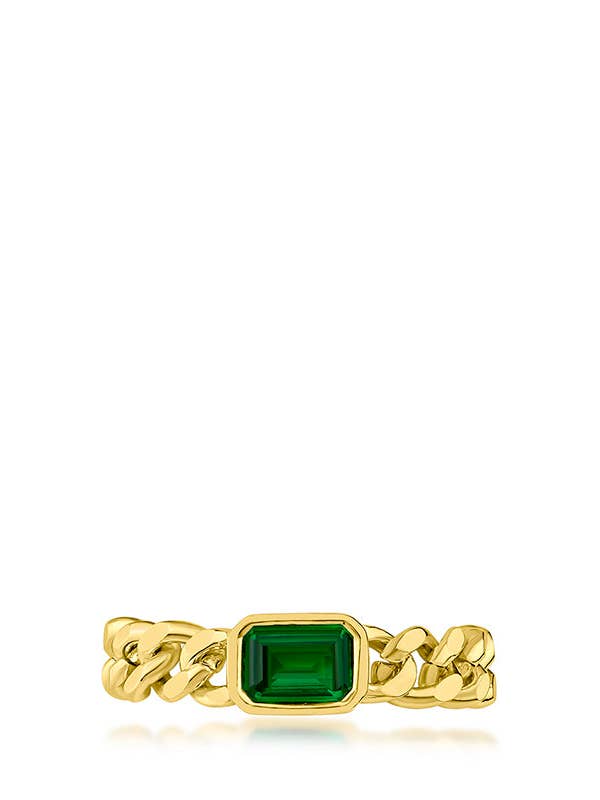 Emerald and Chain Ring for wholesale by CZ by Kenneth Jay Lane