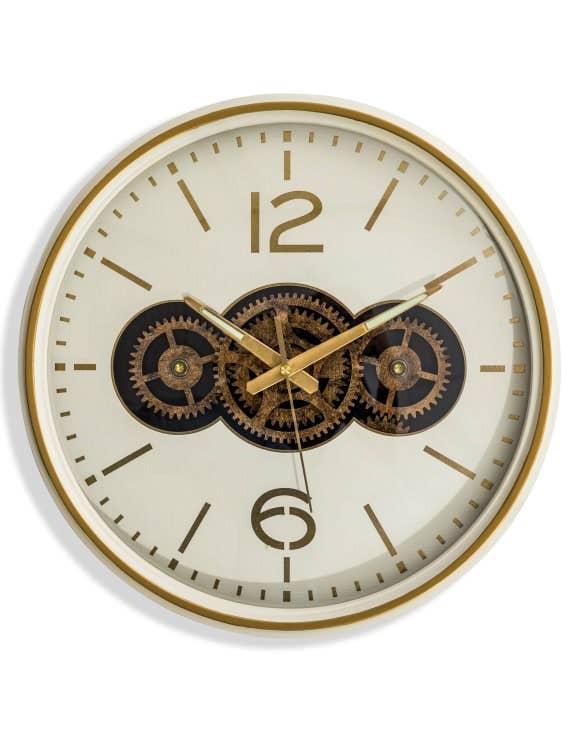 McGowan & Rutherford Ltd – wholesale Wall clock – White / Cream Moving Gears Clock