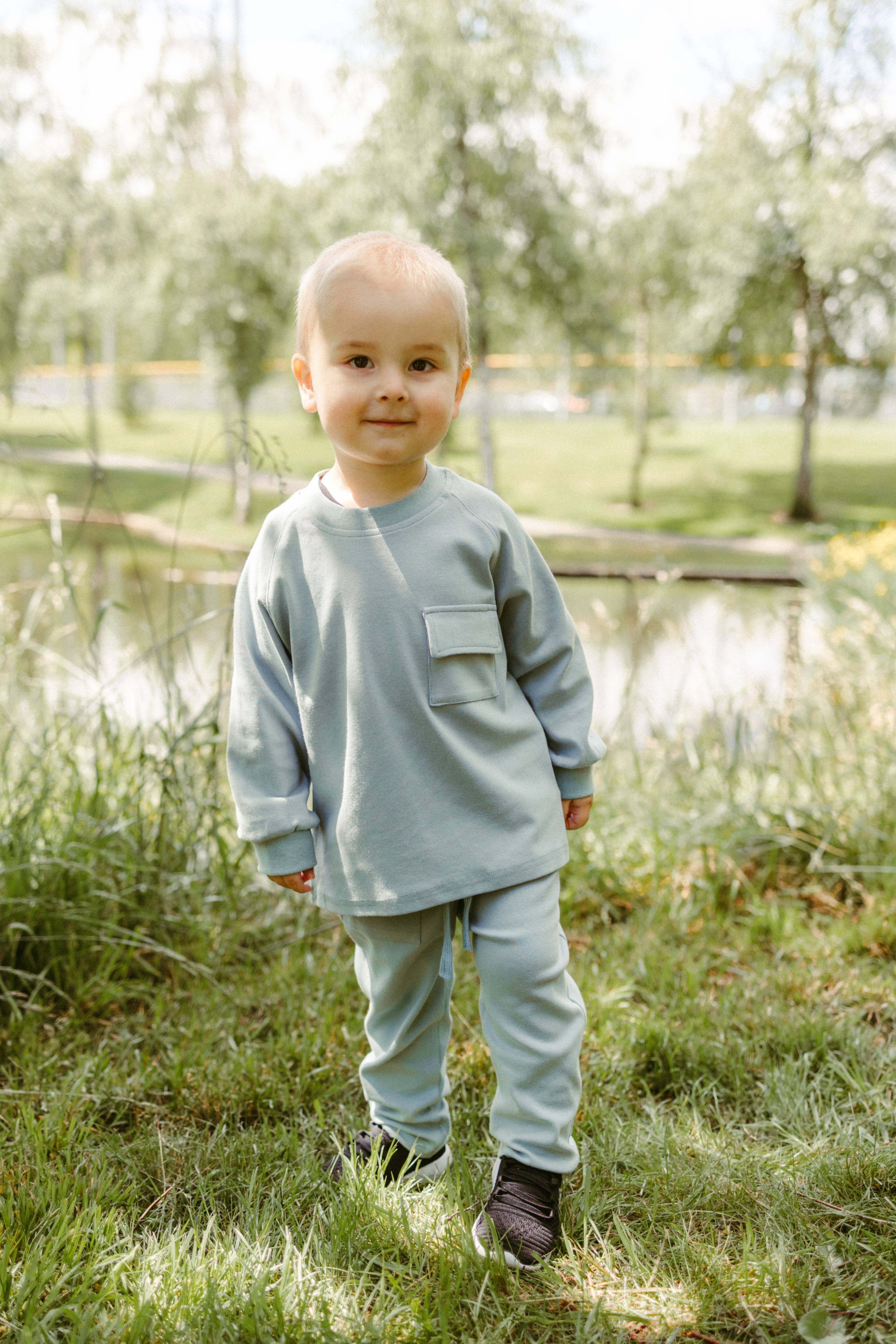 Raglan Playwear Set in Dusty Blue for wholesale on Faire9