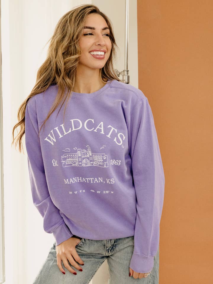 KSU Wildcats Stadium Coordinates Violet CC Sweatshirt for wholesale by LivyLu