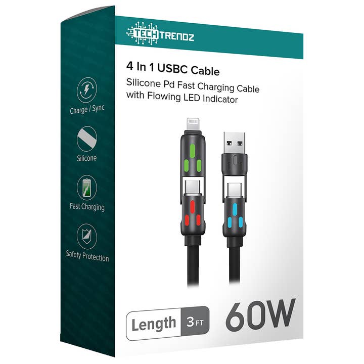 Tech Trendz - Wholesale Charging Cable - 4in1 USBC Cable 2