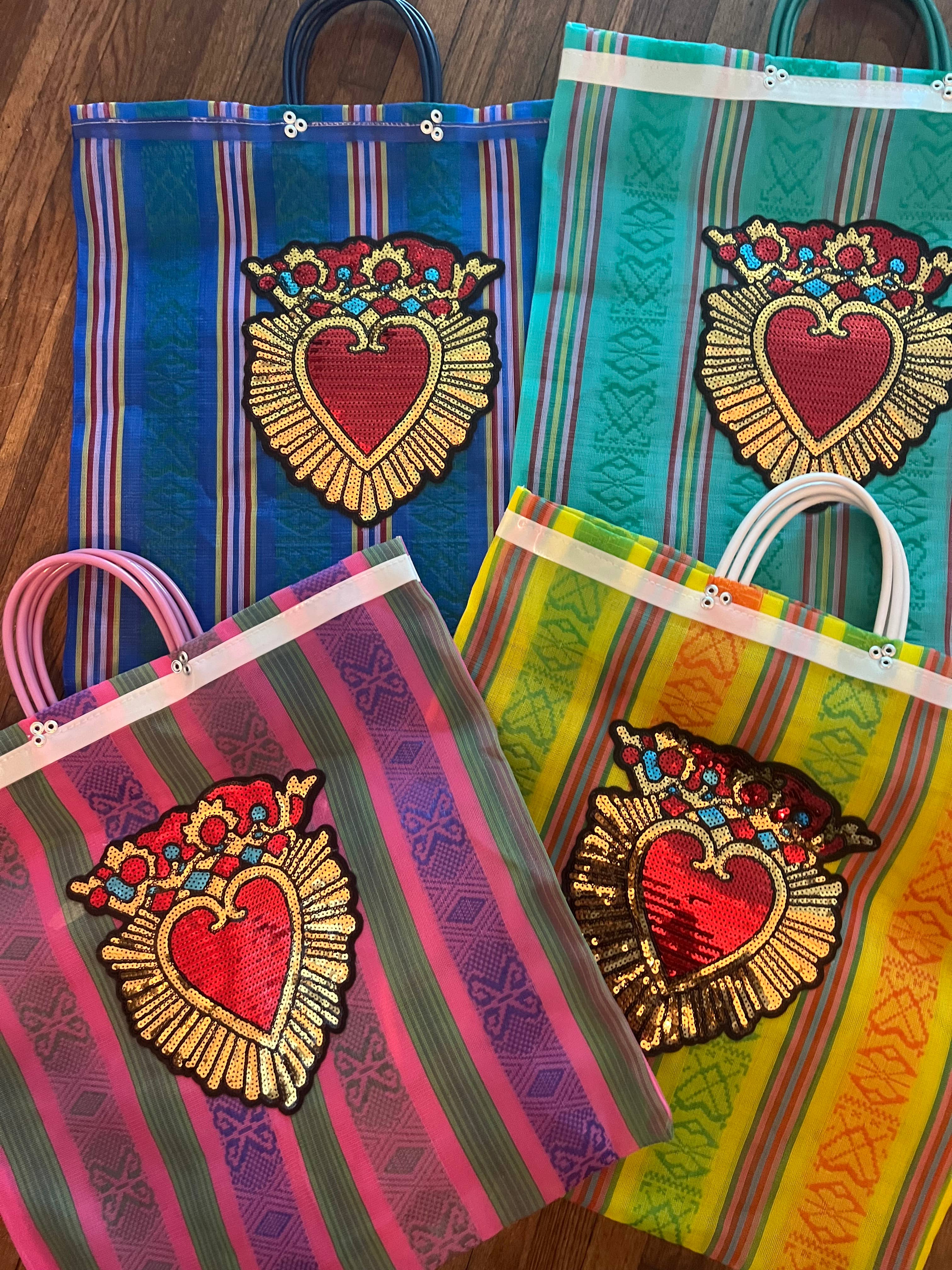 The Faria - Wholesale Beach Bag - Large Mexican Mercado Tote Bag - Heart2