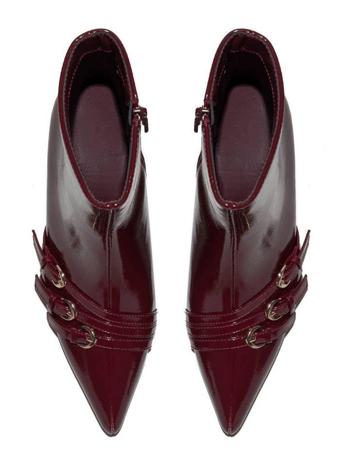 C'M PARIS - Wholesale Booties - Women's - Thin Heel Ankle Boot with Double Horseshoe Buckle 77-64410