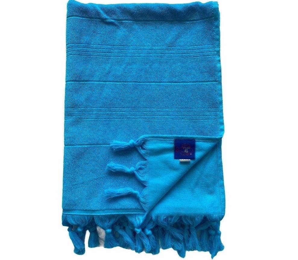 Le comptoir de la plage - Vente Serviettes de bain - Fouta coton éponge bouclette unie HAMMAM 100% coton2