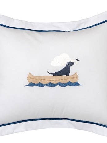 Boudoir Pillow Cover, Dog in Boat for wholesale by Jacaranda Living