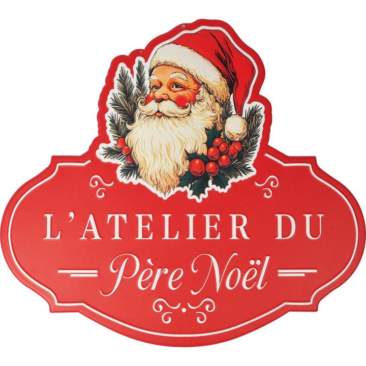 Wanddeko 'Atelier Du Père Noël', rot, Metall, 50x45cm für den Großhandel von Dekoratief