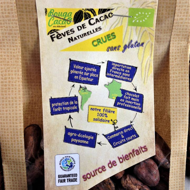 Raw cacao beans bag 100g for wholesale by Bouga CacaO