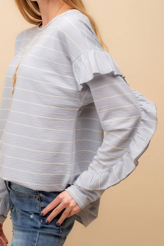 Doe and Rae - Vendita all'ingrosso Felpa - Donna - Pullover con dettagli sulle maniche con volant - 13726T6