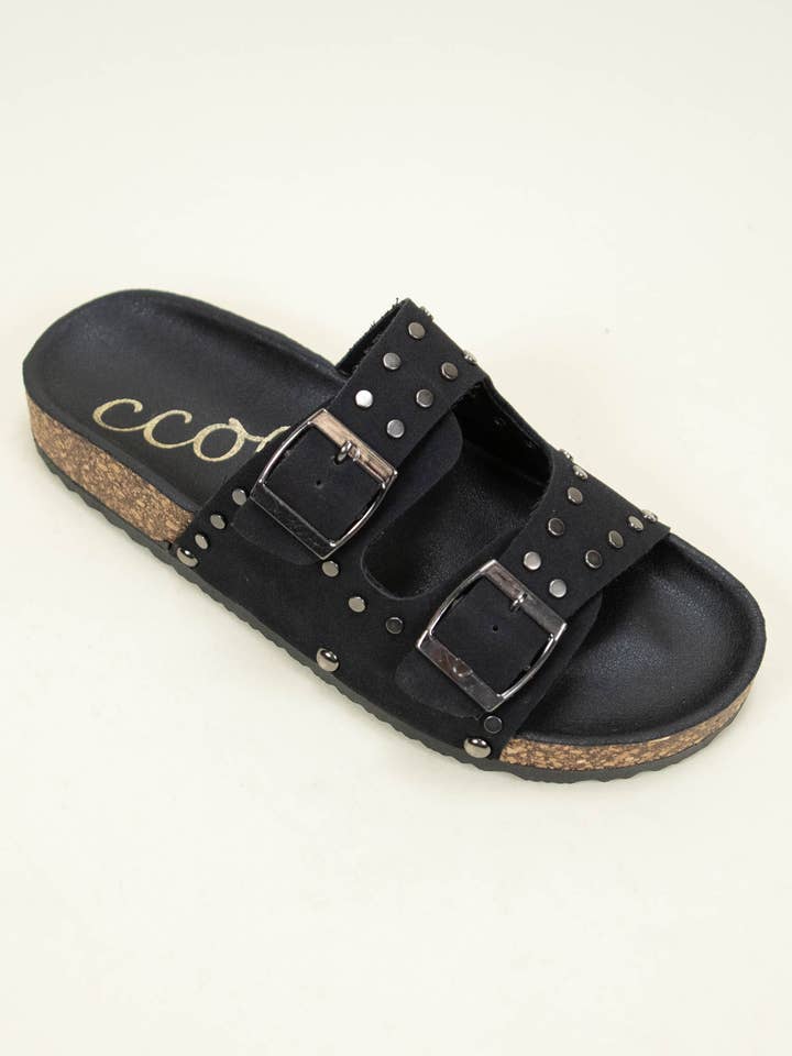 CCOCCI - Vendita all'ingrosso Sandali - Donna - Sandalo ciabatta con doppia fascia, borchie rotonde e suola in sughero Birkenstock3