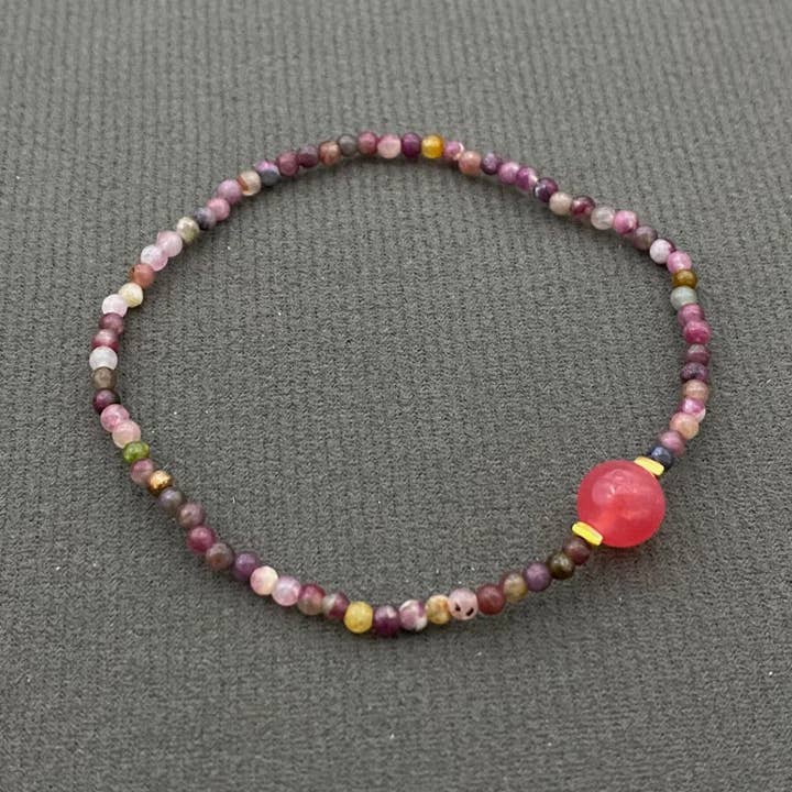 3mm Tourmaline Beaded Elastic Bracelet - CS for wholesale by Mio Queena